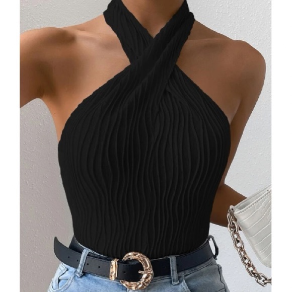 Luxe crisscross halter top